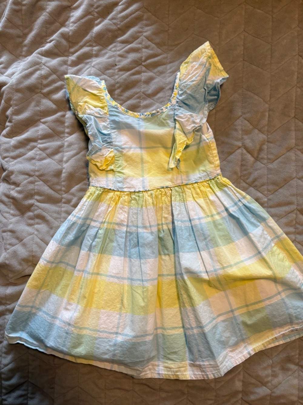 Tommy Bahama Pastel Plaid Flutter-Sleeve Dress in Yellow and Blue